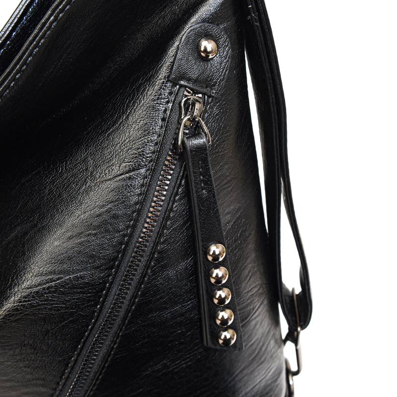 Women's Pu Leather Solid Color Elegant Rivet Bucket Zipper Shoulder Bag display picture 6