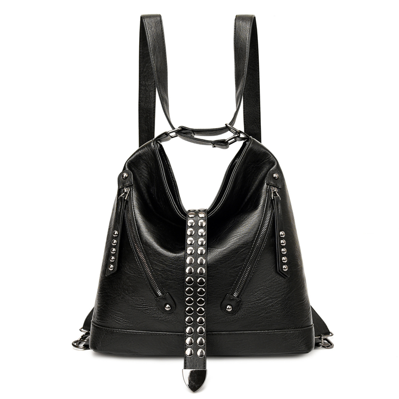 Women's Pu Leather Solid Color Elegant Rivet Bucket Zipper Shoulder Bag display picture 8