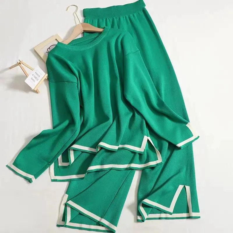 Daily Street Women's Casual Solid Color Knit Contrast Binding Pants Sets Pants Sets display picture 4