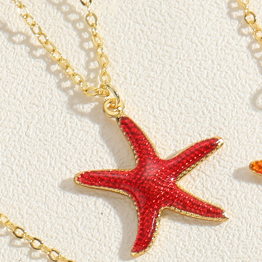 Hawaiian Vacation Commute Starfish Brass Enamel Plating 14k Gold Plated Pendant Necklace display picture 2