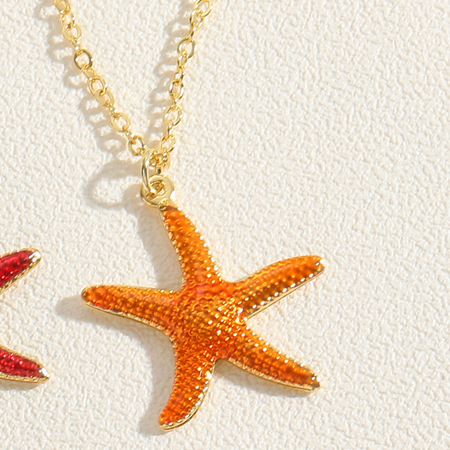 Hawaiian Vacation Commute Starfish Brass Enamel Plating 14k Gold Plated Pendant Necklace display picture 1