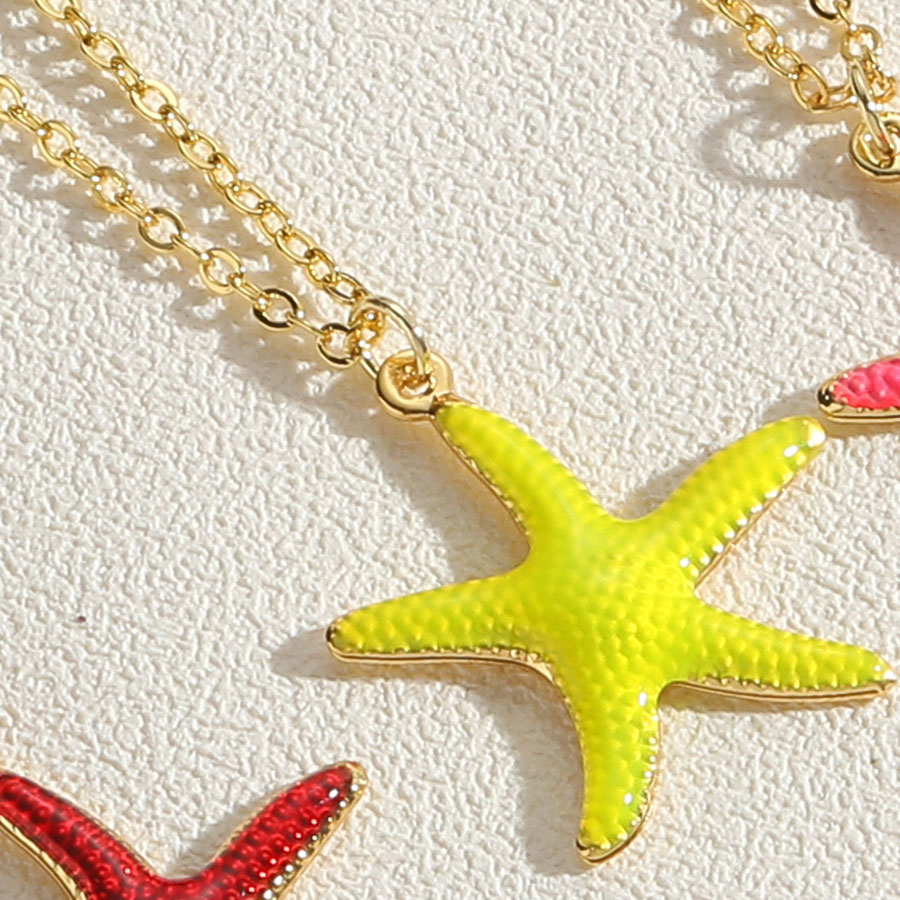 Hawaiian Vacation Commute Starfish Brass Enamel Plating 14k Gold Plated Pendant Necklace display picture 6