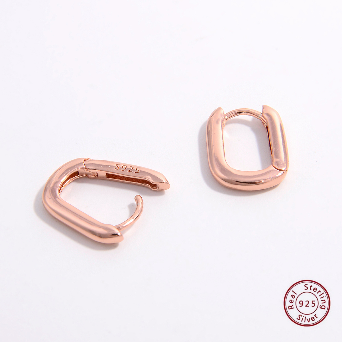 1 Pair Simple Style Commute Geometric Plating Sterling Silver 14k Gold Plated Rose Gold Plated White Gold Plated Earrings display picture 2