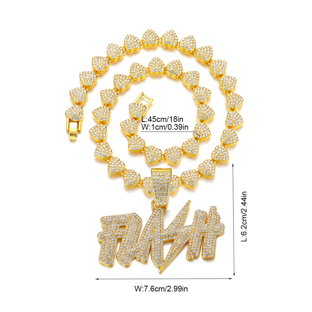 Hip Hop Rétro Lettre Forme De Cœur Collier Alliage Incruster Strass Femmes Pendentif display picture 22