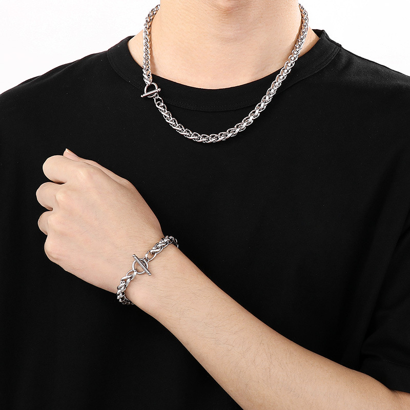Basic Classic Style Geometric Titanium Steel Men's Bracelets Necklace display picture 3
