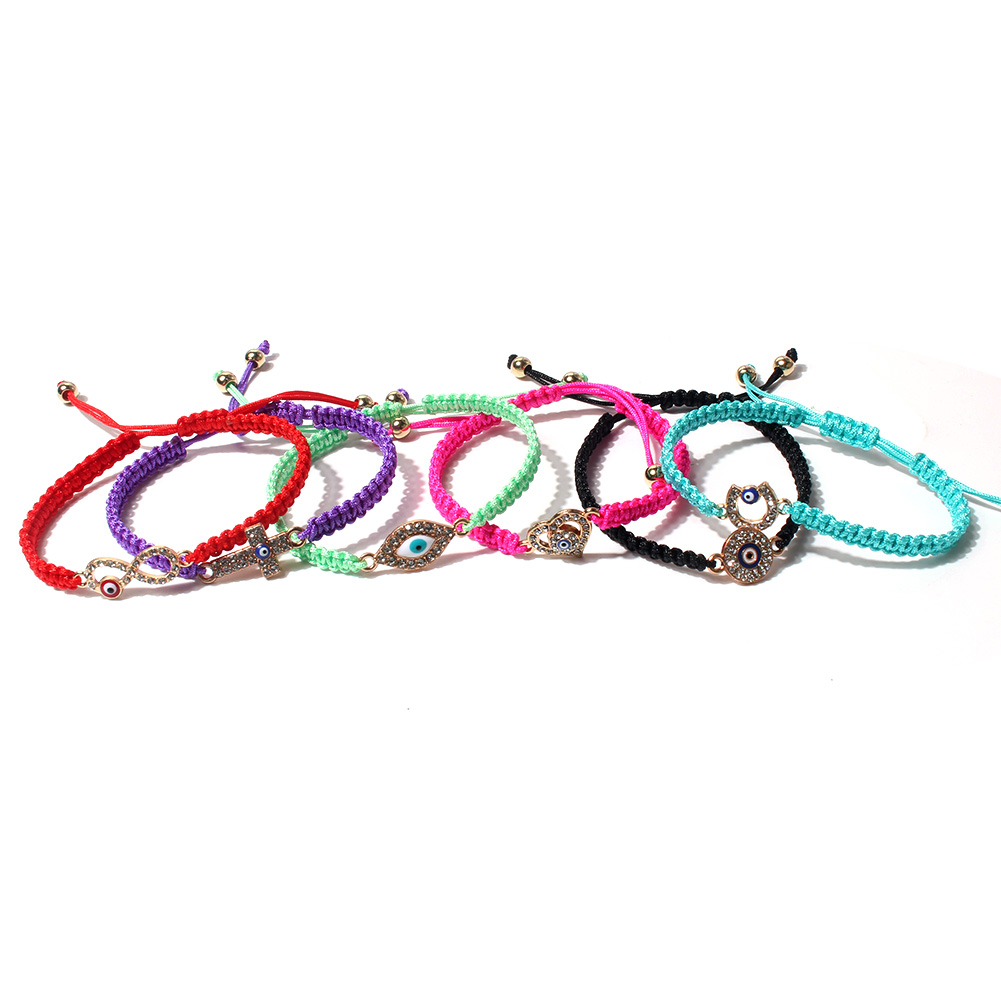 Simple Style Commute Cross Heart Shape Eye Cloth Knitting Unisex Bracelets display picture 3