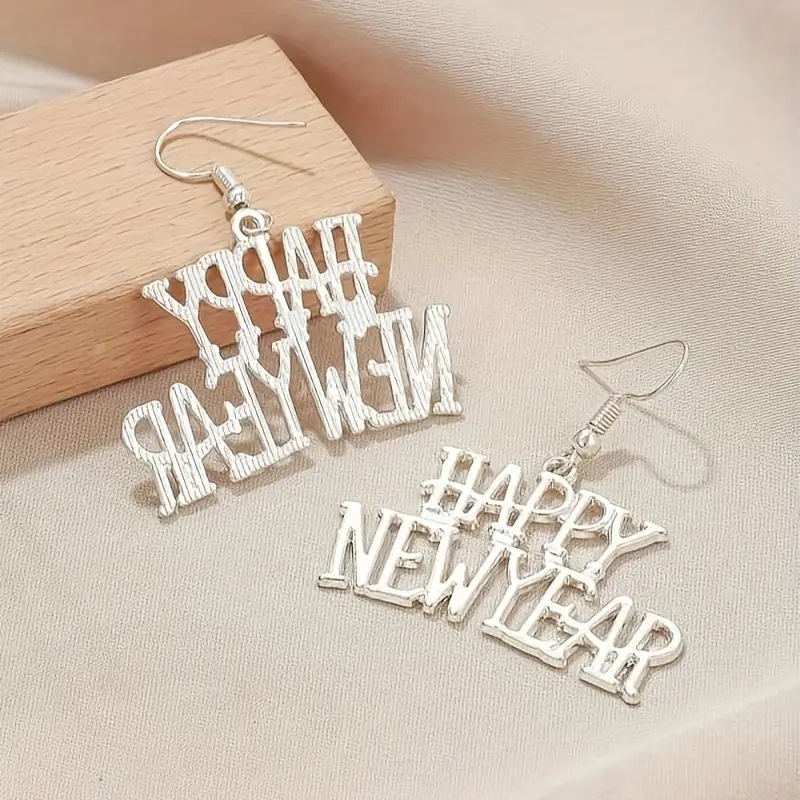 1 Pair Simple Style Letter Irregular Alloy Drop Earrings display picture 3