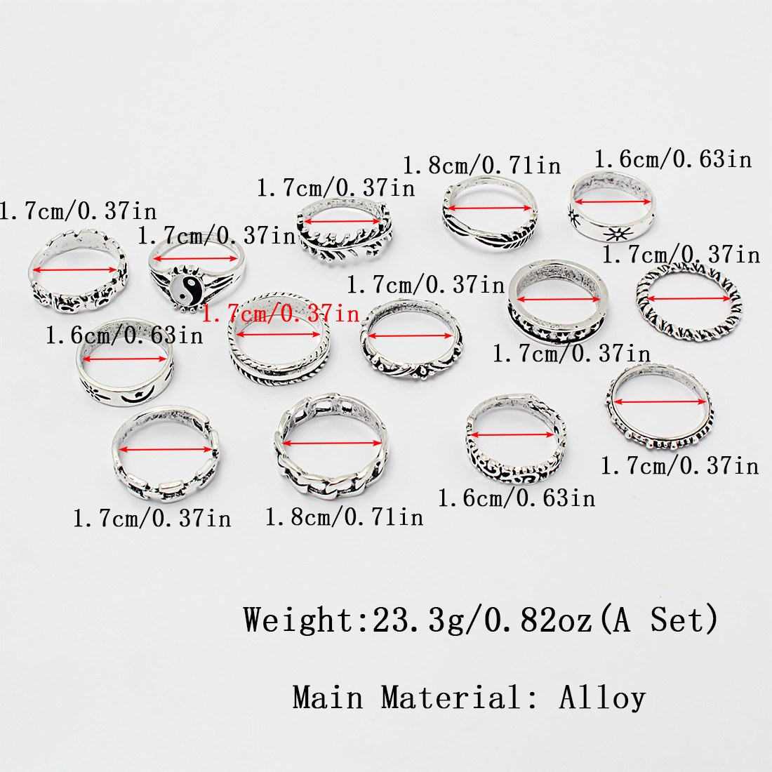 Retro Commute Moon Rhinestones Alloy Wholesale Rings display picture 36