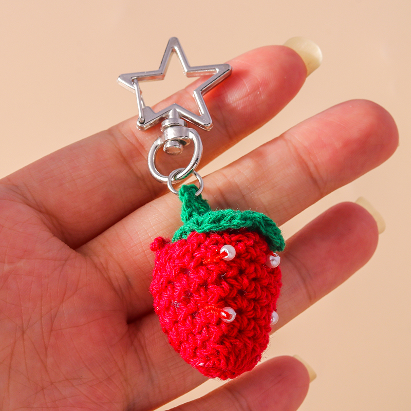 Cute Strawberry Knit Zinc Alloy Bag Pendant Keychain display picture 2