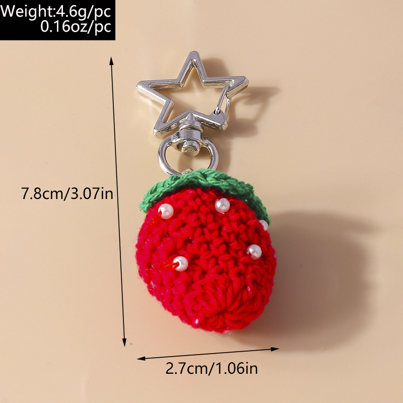 Süß Erdbeere Stricken Zinklegierung Taschenanhänger Schlüsselbund display picture 1