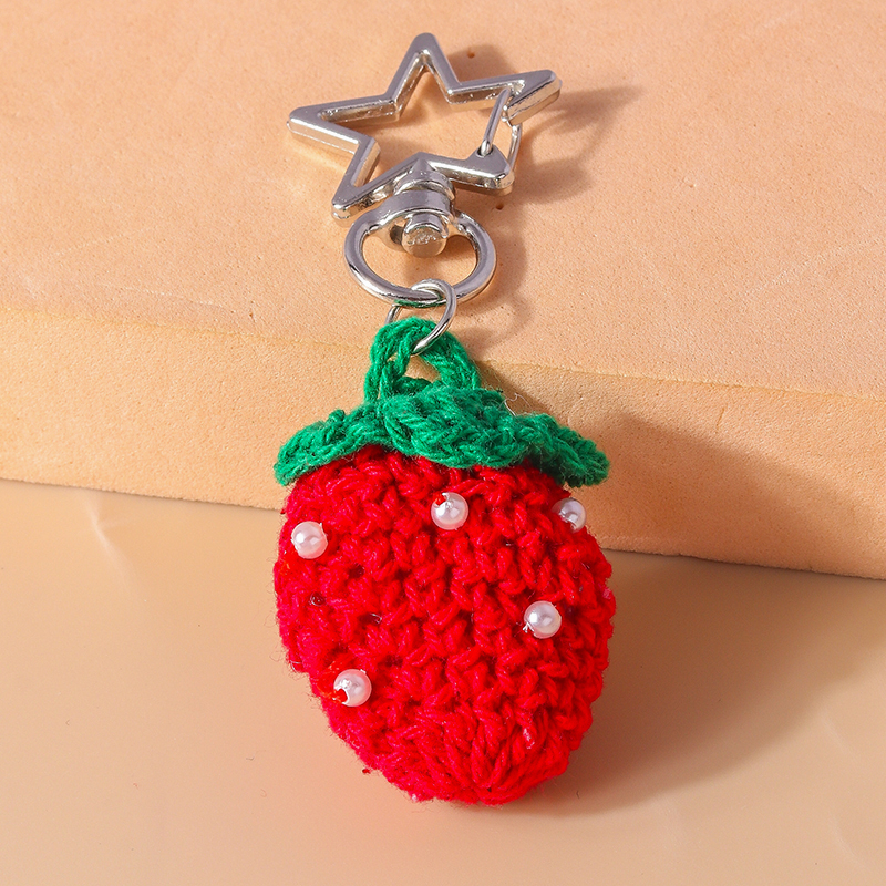 Cute Strawberry Knit Zinc Alloy Bag Pendant Keychain display picture 3