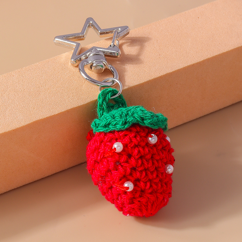 Cute Strawberry Knit Zinc Alloy Bag Pendant Keychain display picture 4