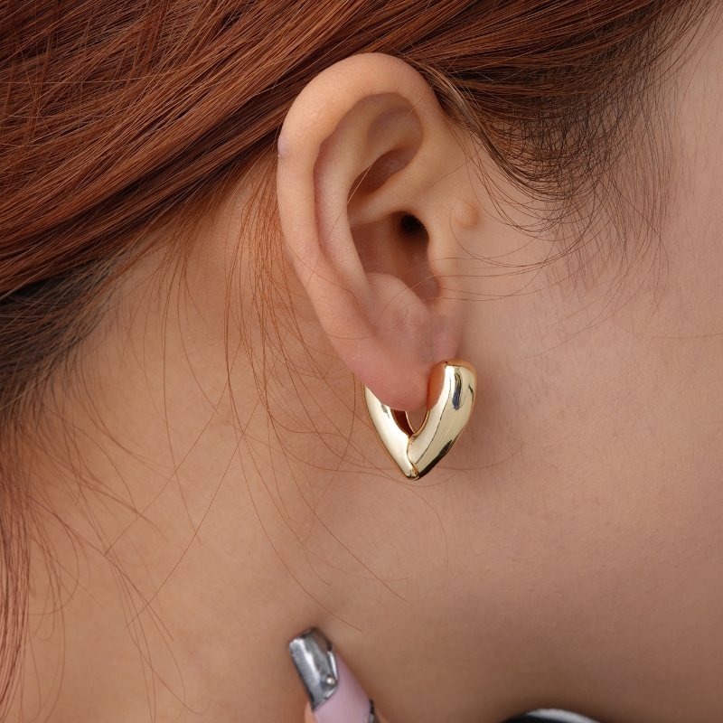 1 Pair Simple Style Geometric Heart Shape Plating 304 Stainless Steel Ear Studs display picture 4