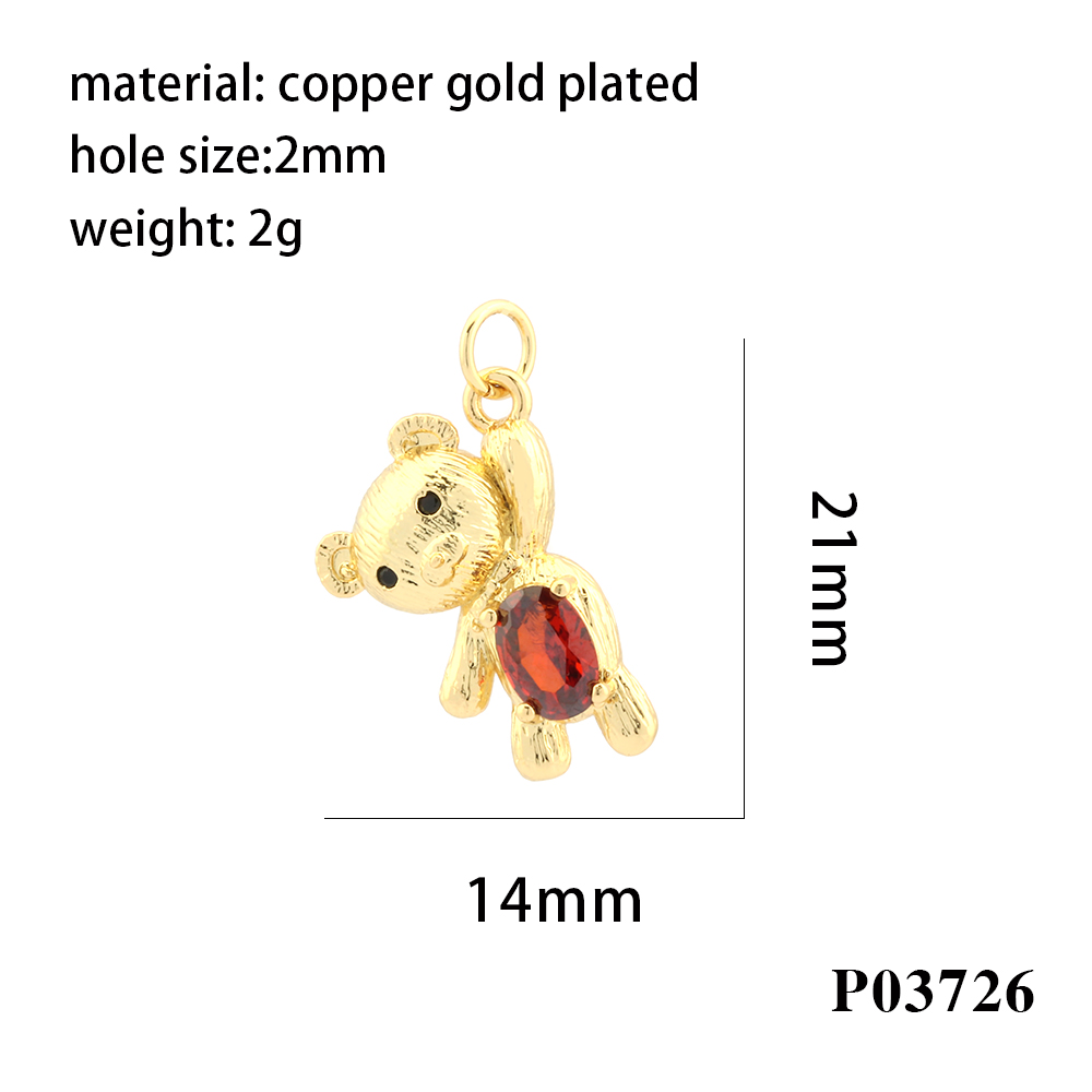 Romantic Simple Style Pentagram Bear Heart Shape Copper Plating Inlay Zircon 18k Gold Plated Charms display picture 5