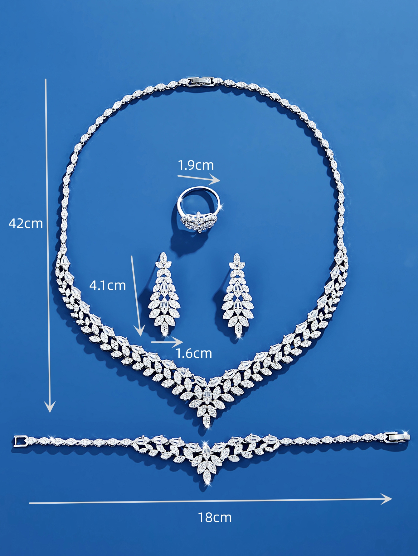 Glam Luxurious Solid Color Brass Plating Inlay Zircon White Gold Plated Jewelry Set display picture 5