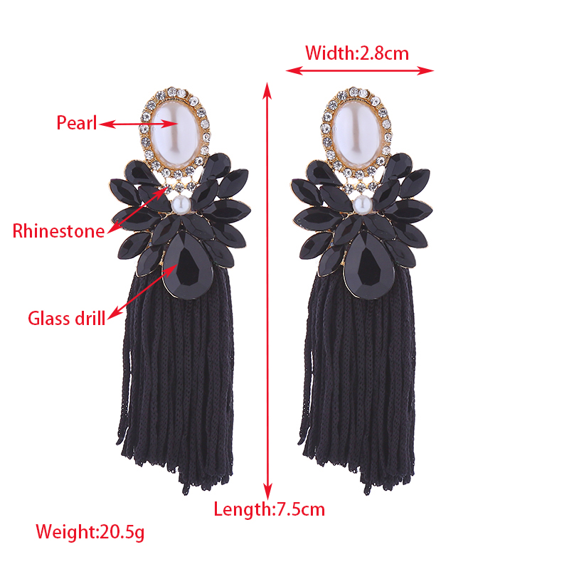 1 Pair Elegant Luxurious Color Block Inlay Alloy Rhinestones Pearl Drop Earrings display picture 1