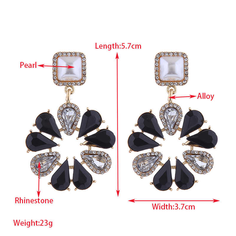 1 Pair Elegant Luxurious Flower Inlay Imitation Pearl Alloy Rhinestones Drop Earrings display picture 1