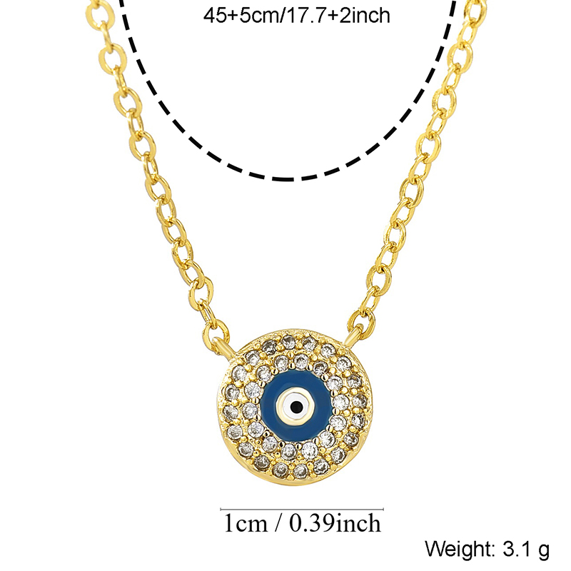 Simple Style Commute Devil's Eye Copper Enamel Plating Inlay Zircon 18k Gold Plated Pendant Necklace display picture 2