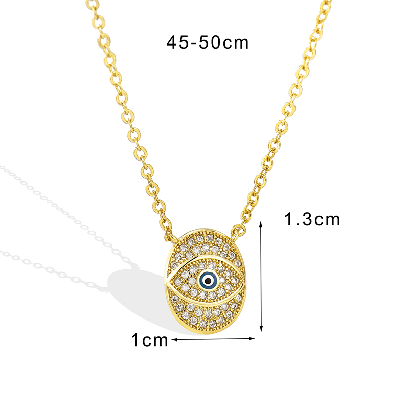 Einfacher Stil Pendeln Teufels Auge Kupfer Emaille Überzug Inlay Zirkon 18 Karat Vergoldet Halskette Mit Anhänger display picture 3
