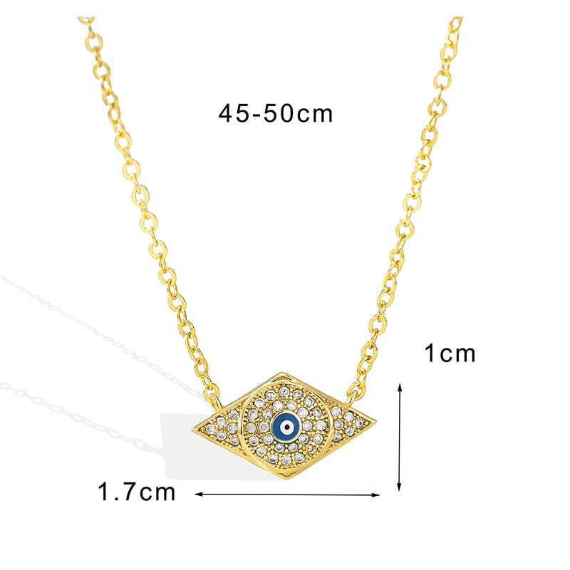 Simple Style Commute Devil's Eye Copper Enamel Plating Inlay Zircon 18k Gold Plated Pendant Necklace display picture 5