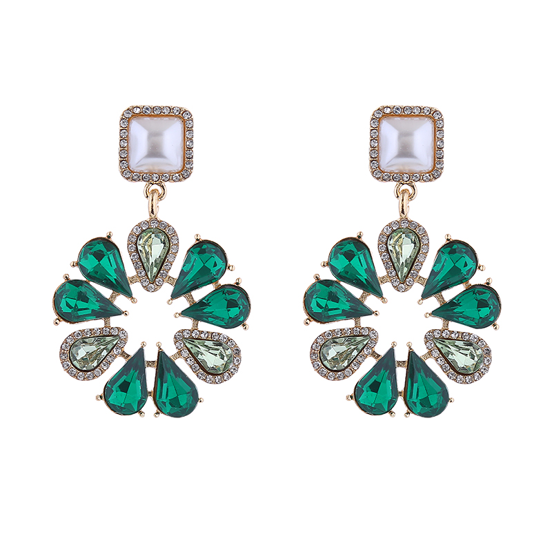 1 Pair Elegant Luxurious Flower Inlay Imitation Pearl Alloy Rhinestones Drop Earrings display picture 6