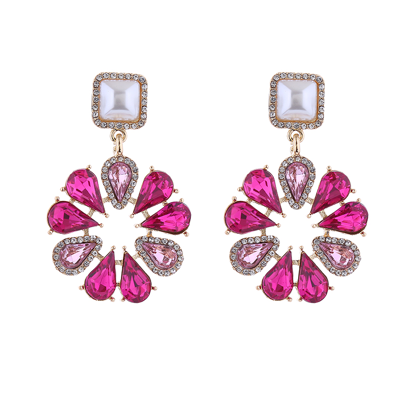 1 Pair Elegant Luxurious Flower Inlay Imitation Pearl Alloy Rhinestones Drop Earrings display picture 7