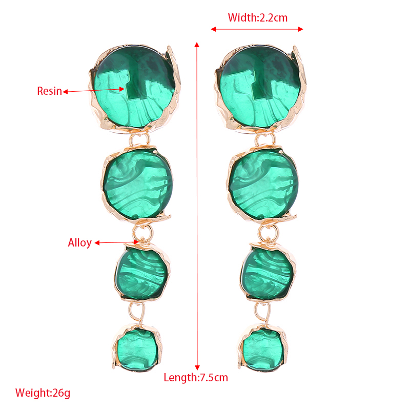 1 Pair Shiny Round Transparent Inlay Alloy Resin Resin Drop Earrings display picture 1