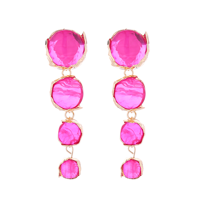 1 Pair Shiny Round Transparent Inlay Alloy Resin Resin Drop Earrings display picture 6