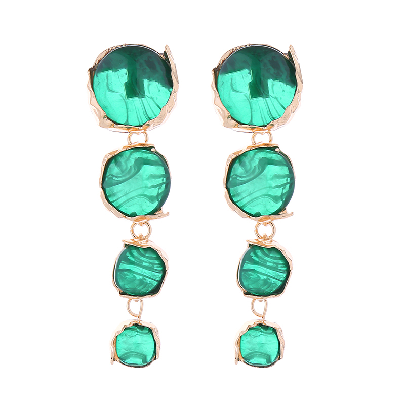 1 Pair Shiny Round Transparent Inlay Alloy Resin Resin Drop Earrings display picture 8