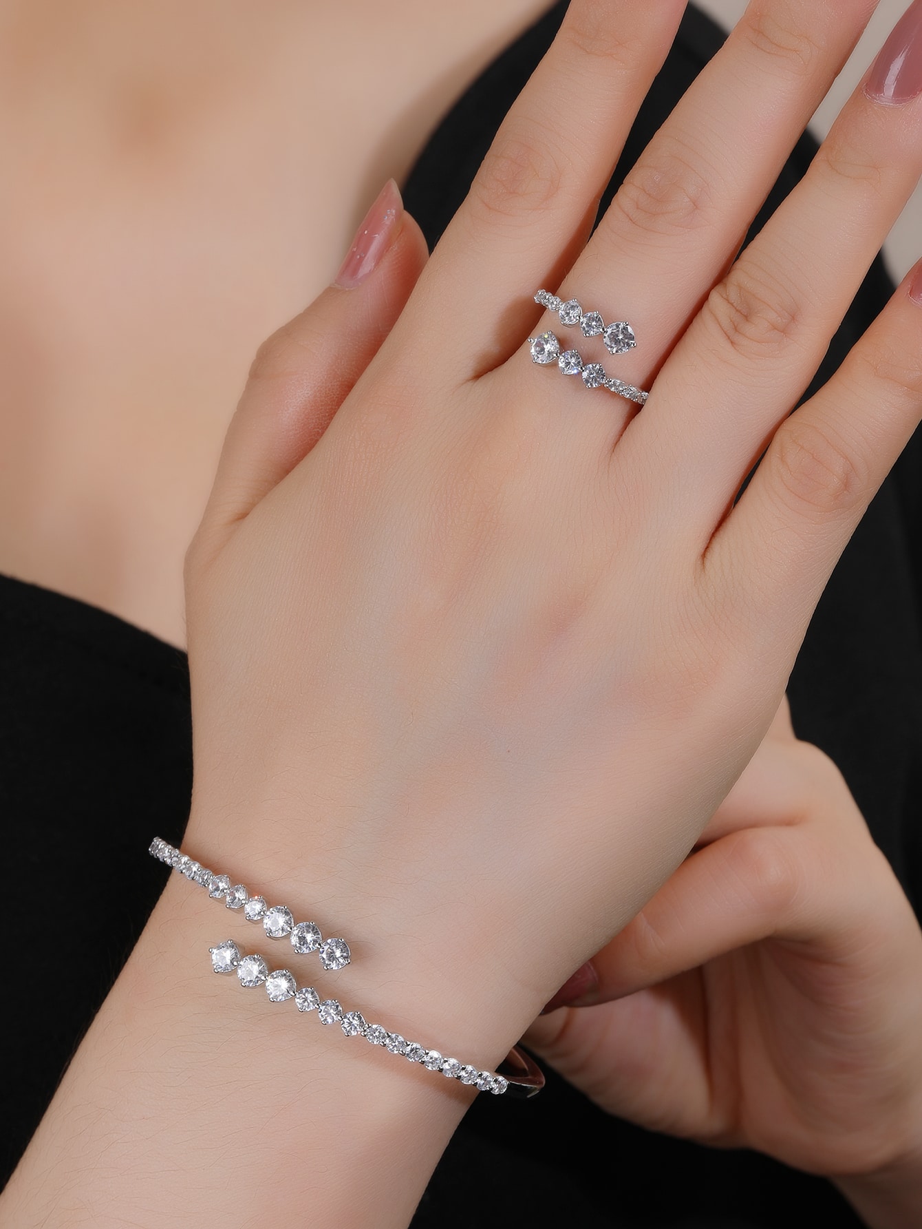 Simple Style Commute Solid Color Copper White Gold Plated Gold Plated Zircon Rings Bracelets In Bulk display picture 4
