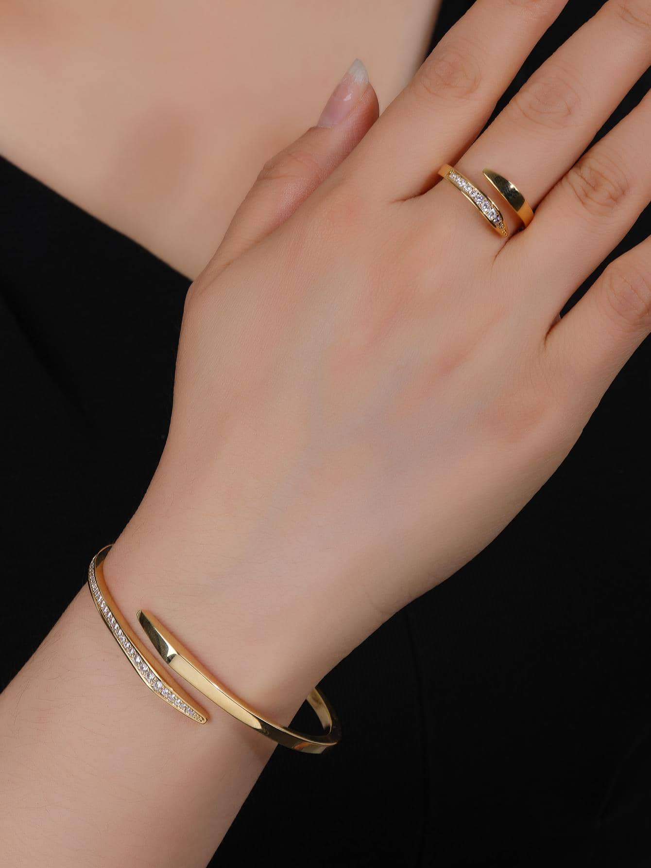 Simple Style Commute Solid Color Copper White Gold Plated Gold Plated Zircon Rings Bracelets In Bulk display picture 5