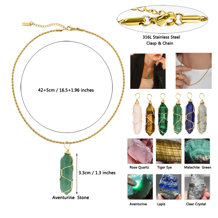 Einfacher Stil Farbblock Ein Naturstein Vergoldet Halskette Mit Anhänger In Masse display picture 3