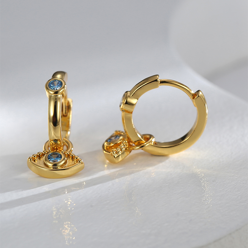 1 Pair Retro Simple Style Devil's Eye Plating Inlay Copper Rhinestones Zircon 18k Gold Plated Drop Earrings display picture 4