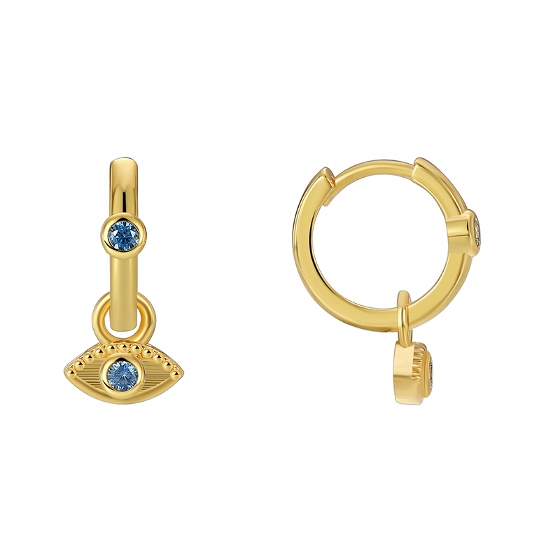 1 Paire Rétro Style Simple L'oeil Du Diable Placage Incruster Le Cuivre Strass Zircon Plaqué Or 18k Boucles D'oreilles display picture 6