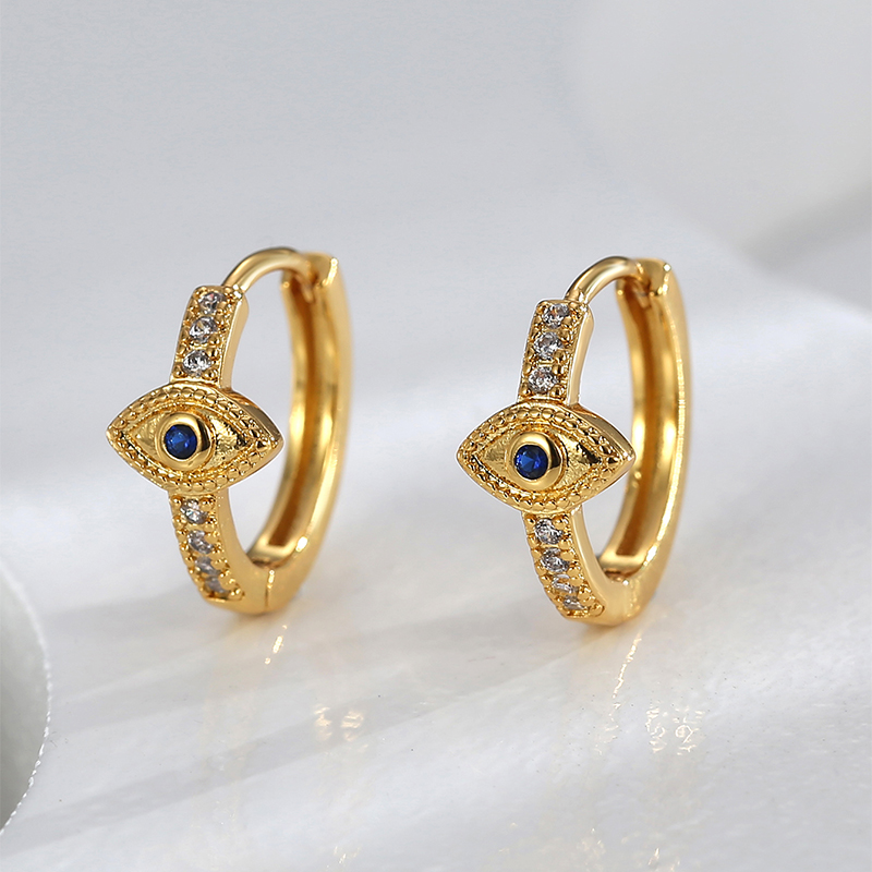 1 Pair Retro Simple Style Devil's Eye Plating Inlay Copper Rhinestones Zircon 18k Gold Plated Drop Earrings display picture 10