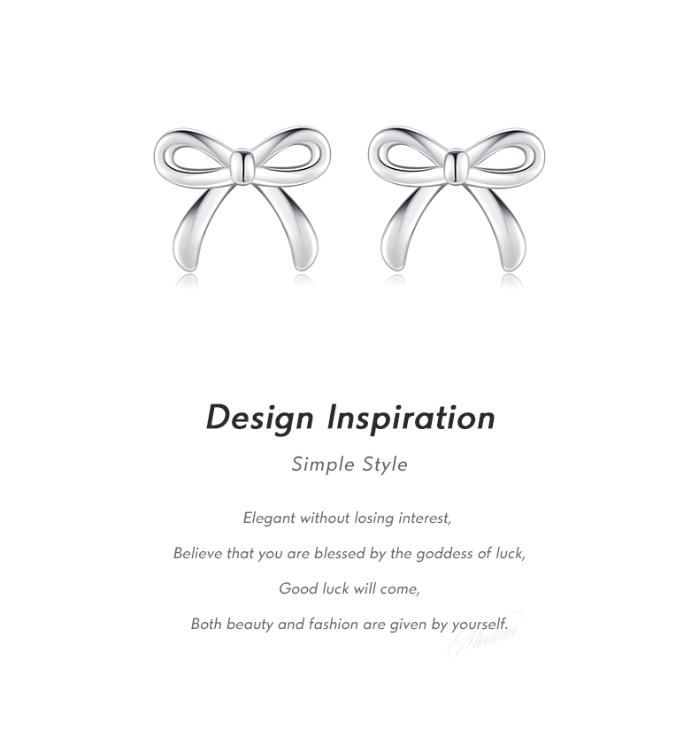 1 Pair Ig Style Basic Simple Style Bow Knot Plating Sterling Silver Silver Plated Ear Studs display picture 2