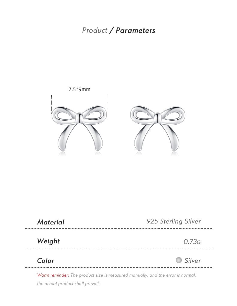 1 Pair Ig Style Basic Simple Style Bow Knot Plating Sterling Silver Silver Plated Ear Studs display picture 4