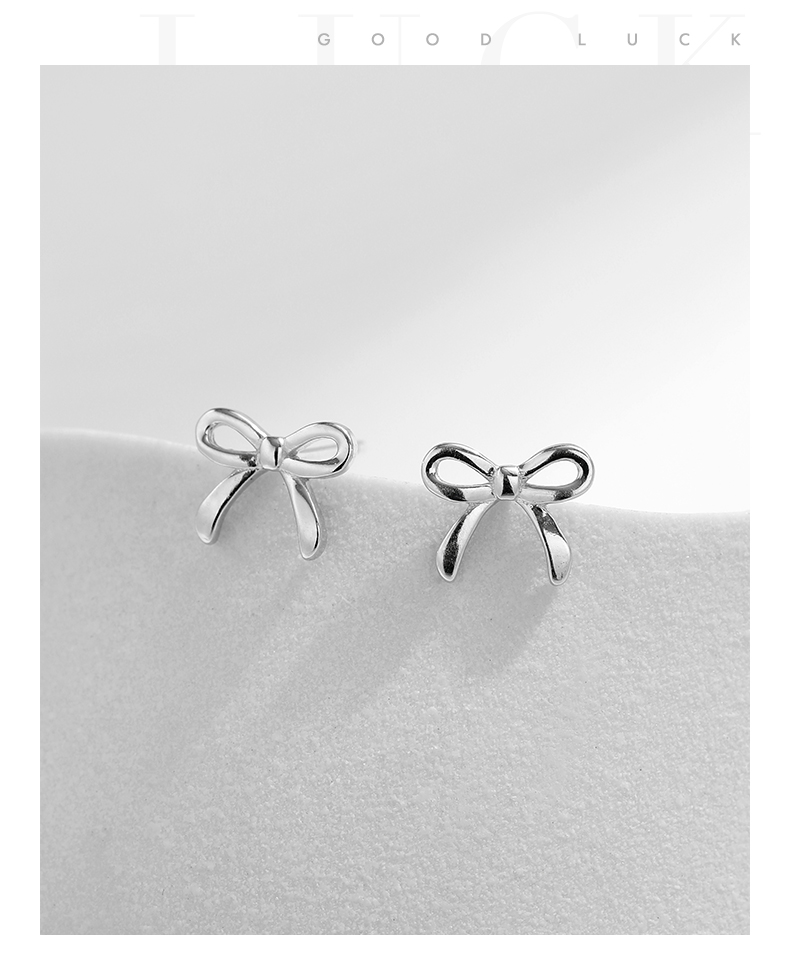1 Pair Ig Style Basic Simple Style Bow Knot Plating Sterling Silver Silver Plated Ear Studs display picture 7