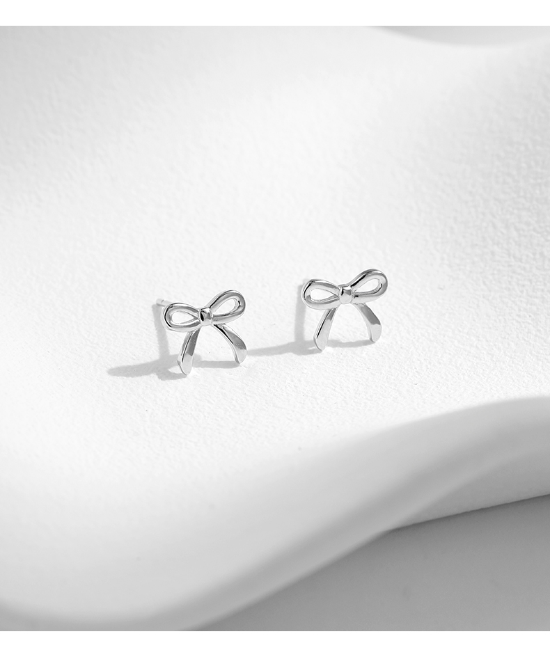 1 Pair Ig Style Basic Simple Style Bow Knot Plating Sterling Silver Silver Plated Ear Studs display picture 8
