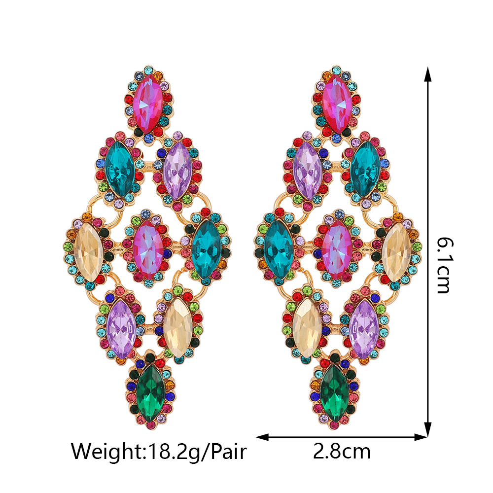1 Pair Luxurious Maple Leaf Inlay Zinc Alloy Glass Dangling Earrings display picture 1