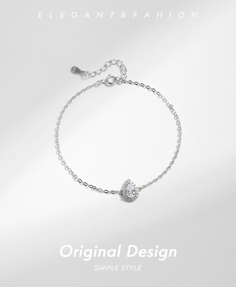 Ig-stil Elegant Wassertropfen Sterling Silber Überzug Inlay Zirkon Überzogen Mit Rhodium Armbänder display picture 1