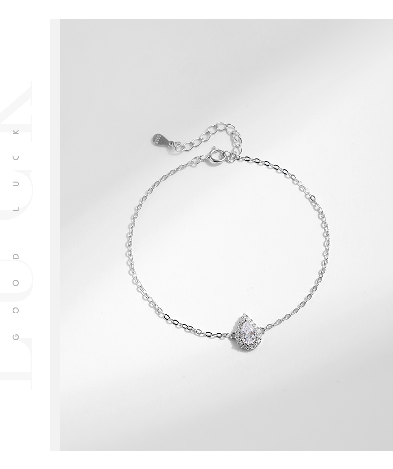 Ig-stil Elegant Wassertropfen Sterling Silber Überzug Inlay Zirkon Überzogen Mit Rhodium Armbänder display picture 6