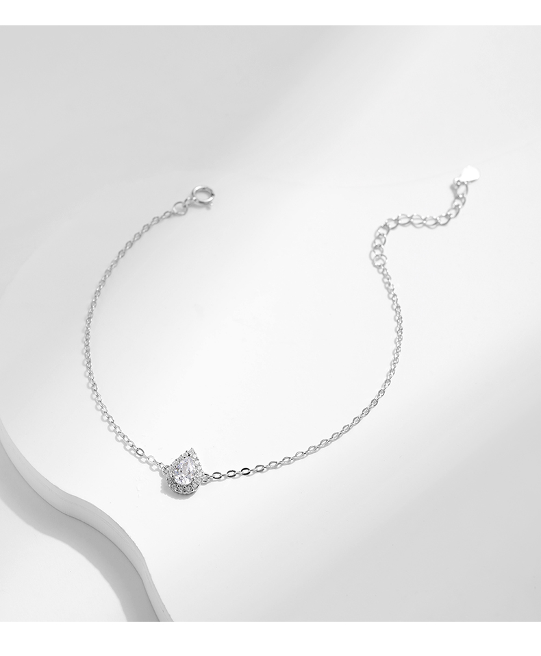 Ig-stil Elegant Wassertropfen Sterling Silber Überzug Inlay Zirkon Überzogen Mit Rhodium Armbänder display picture 8