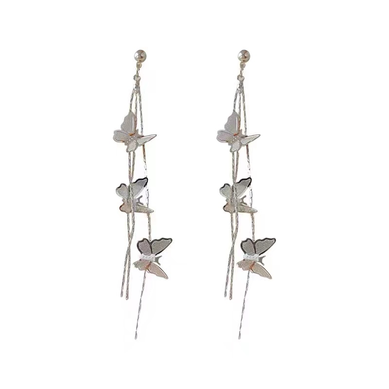 1 Pair Simple Style Classic Style Butterfly Plating Alloy White Gold Plated Drop Earrings display picture 1
