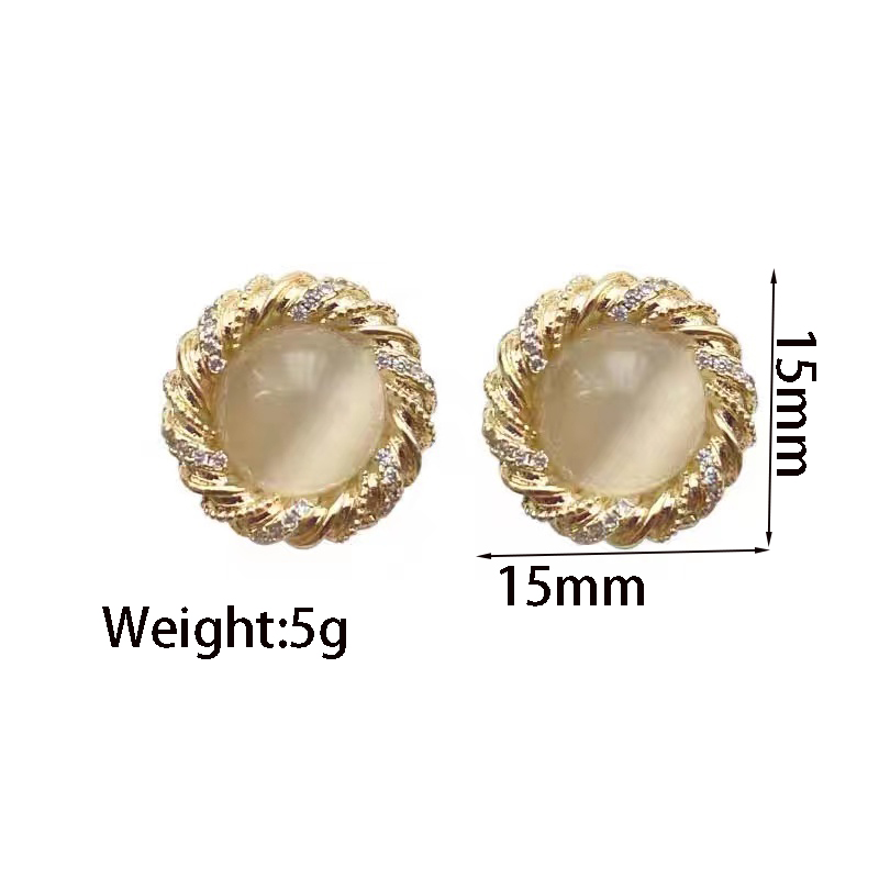 1 Pair Elegant Flower Inlay Alloy Opal Ear Studs display picture 1