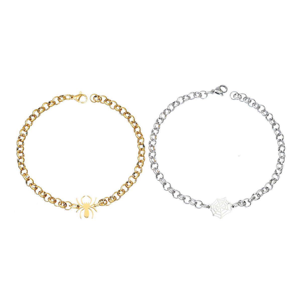 Simple Style Commute Spider Web Stainless Steel Chain Bracelets display picture 9