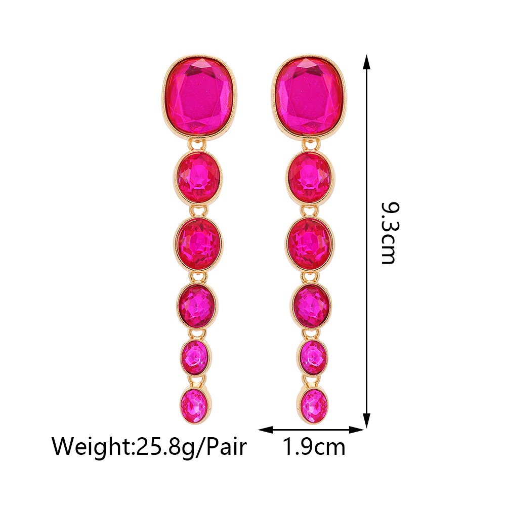1 Pair Elegant Exaggerated Oval Plating Inlay Zinc Alloy Glass Dangling Earrings display picture 1
