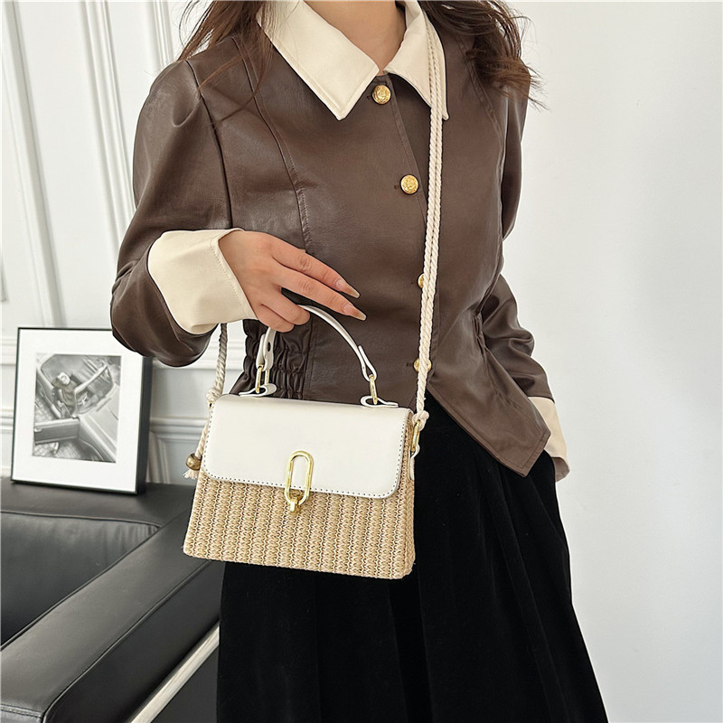 Women's Knit Color Block Vacation Square Magnetic Buckle Handbag display picture 2