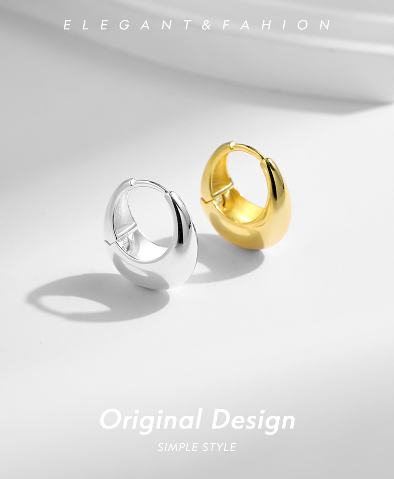 1 Stück Ig-stil Einfacher Stil Künstlerisch Irregulär Einfarbig Überzug Sterling Silber 18 Karat Vergoldet Versilbert Reif Ohrringe display picture 1