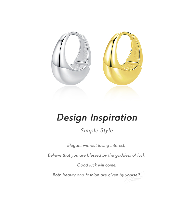 1 Piece Ig Style Simple Style Artistic Irregular Solid Color Plating Sterling Silver 18k Gold Plated Silver Plated Hoop Earrings display picture 2